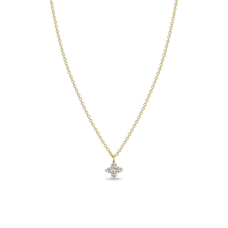 Necklace- 14k quad prong set diamond pendant