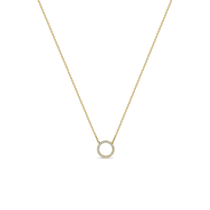 Necklace- 14k sm pave circle