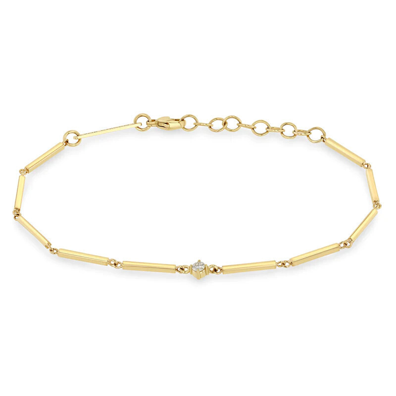 Bracelet- 14k sq bar bracelet w. single diamond