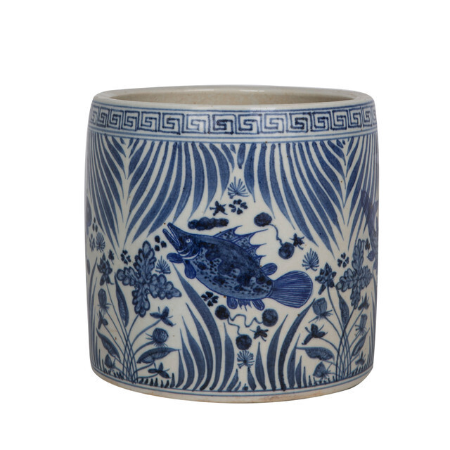 B&amp;W Fish Lotus Greek Key