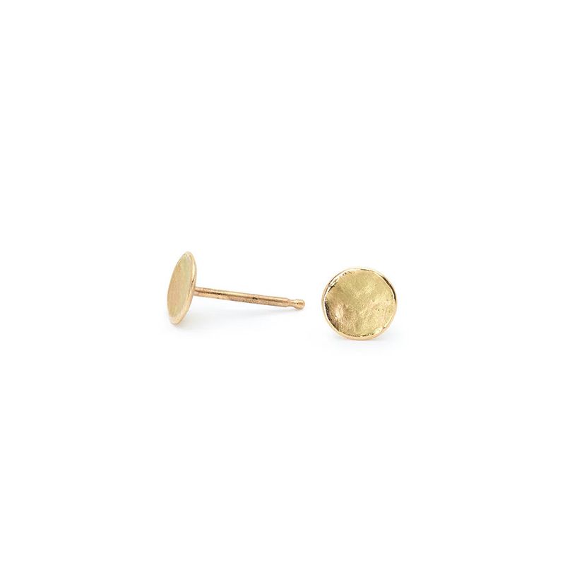 Earring - Delicate Hammered Disc Stud Earrings