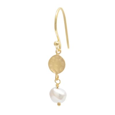 Earring- Hammered Disc w. Pearl