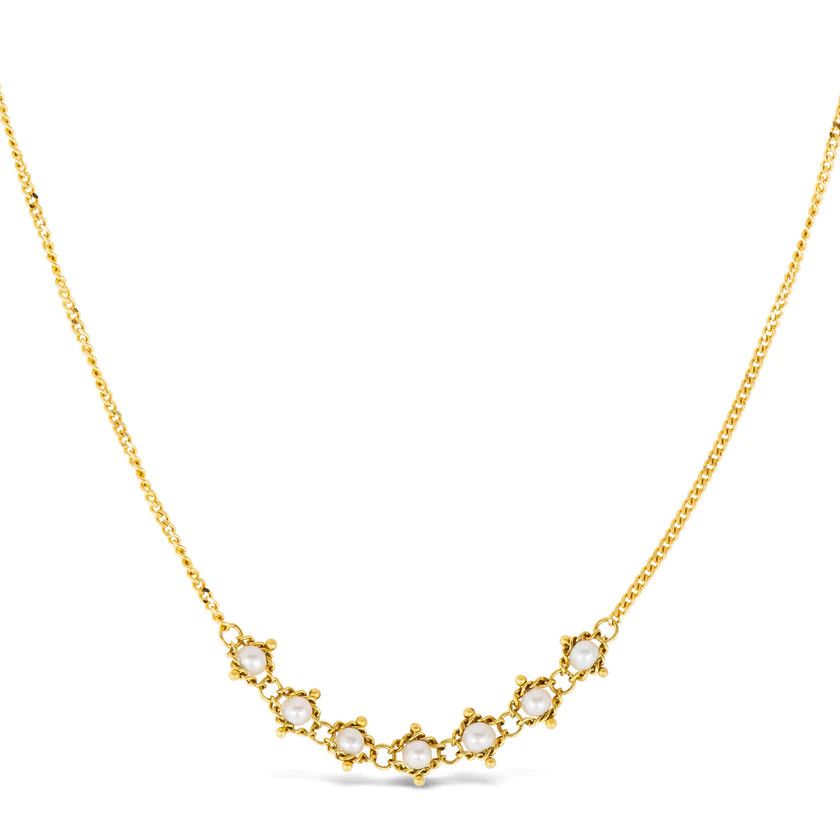 Necklace- Petite Textile Pearl, 18k