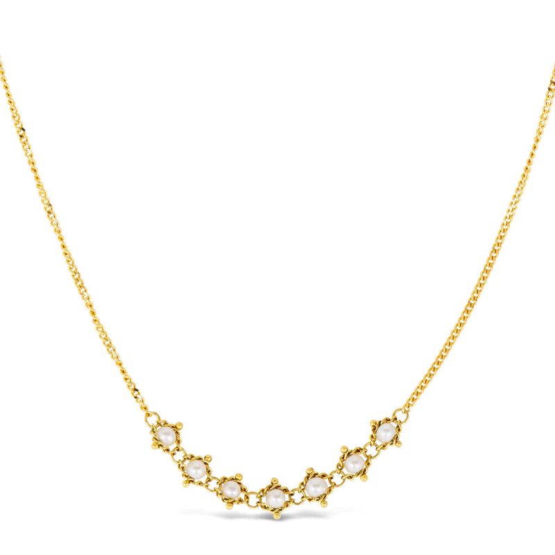 Necklace- Petite Textile Pearl, 18k