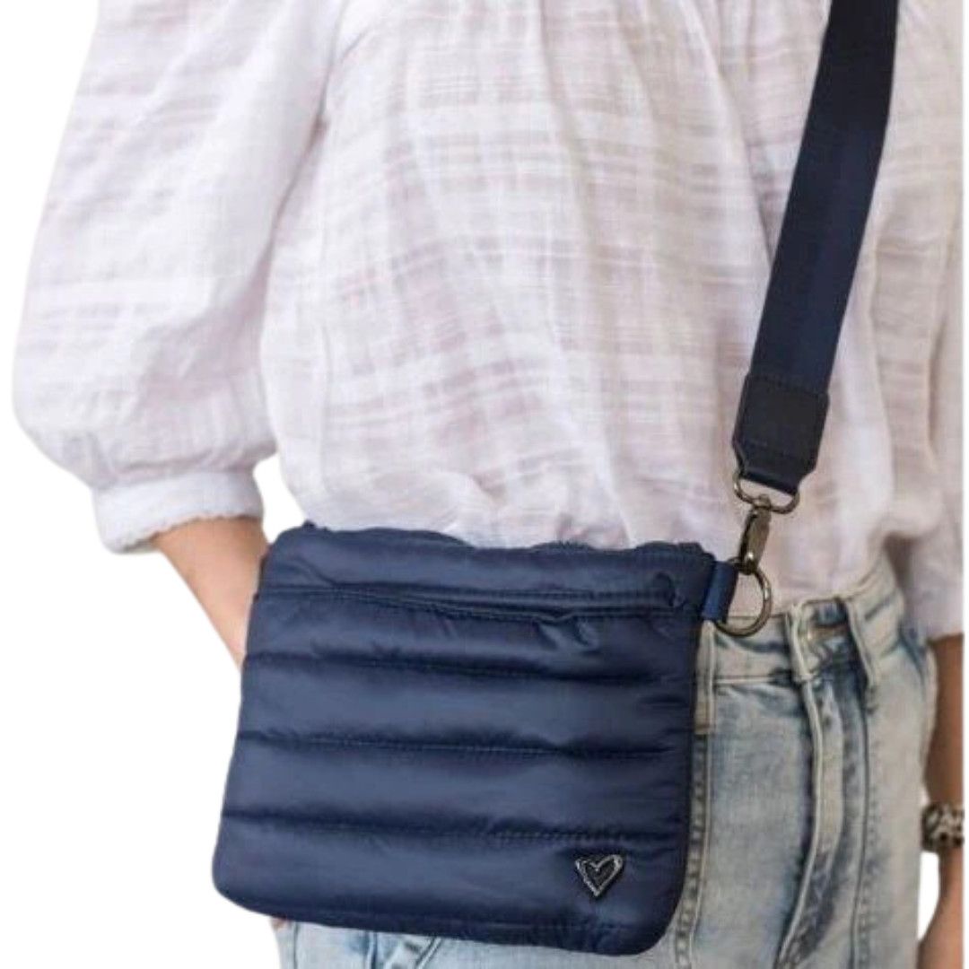 Puffer Crossbody Bag-, Color: Navy