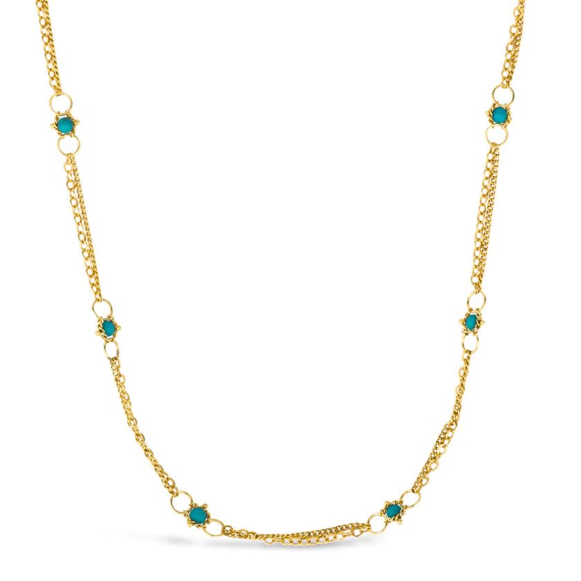 Necklace- Whisper Chain Turquoise 18k