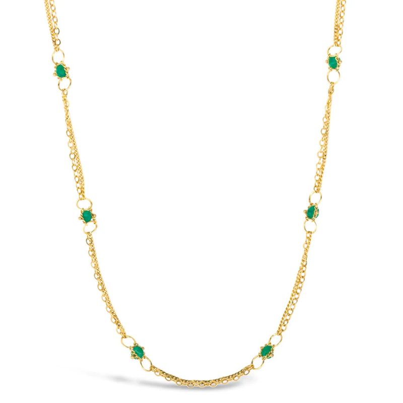 Necklace- Whisper Chain Emerald, 18k