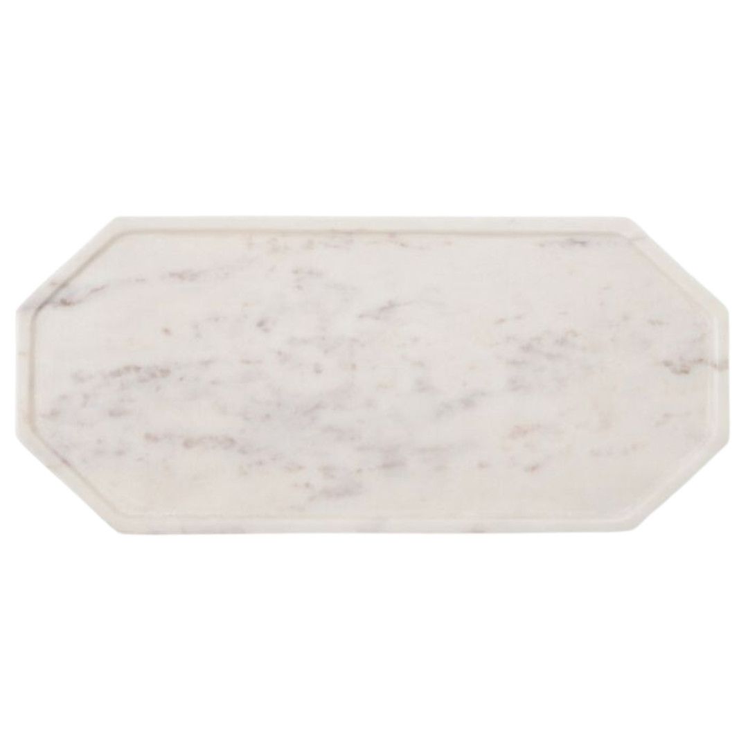 Aila White Marble Tray, Large