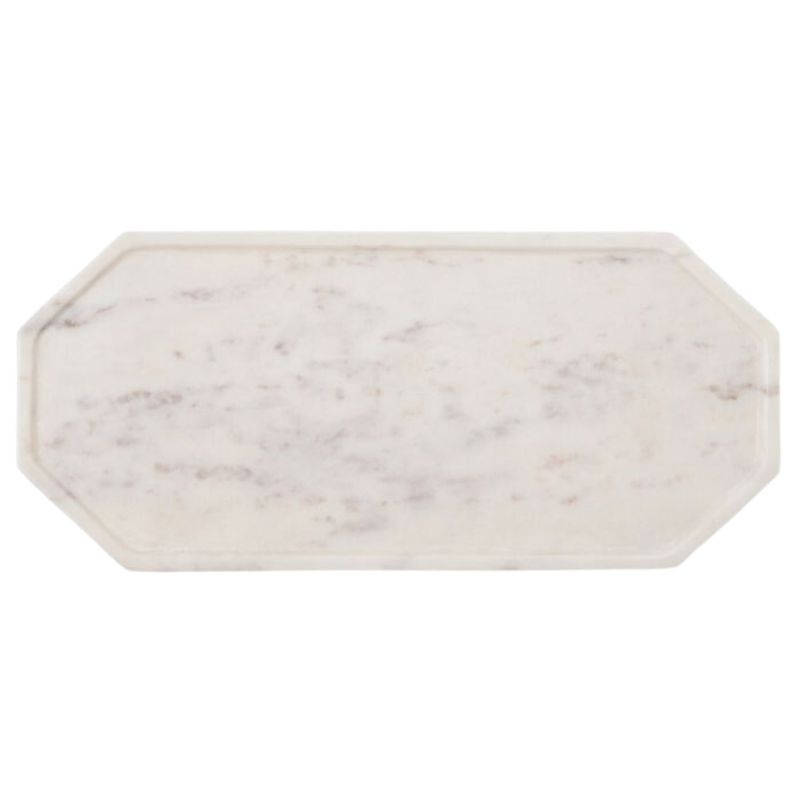 Aila White Marble Tray, Large