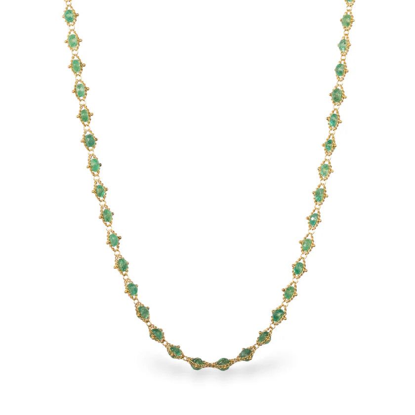 Necklace- Woven Emerald, 18k