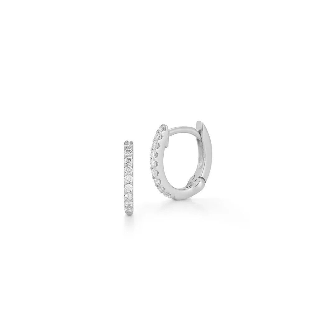 Earrings- Huggie Hoops 14k White gold, .13tcw Diamond
