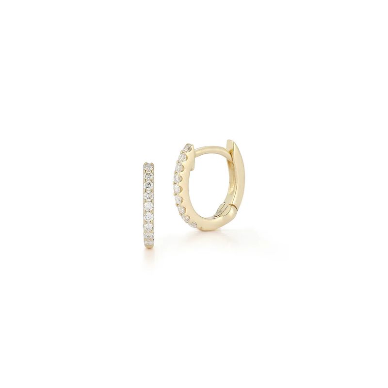 Earrings- Huggie Hoops 14k Yellow gold, .13tcw of Diamonds
