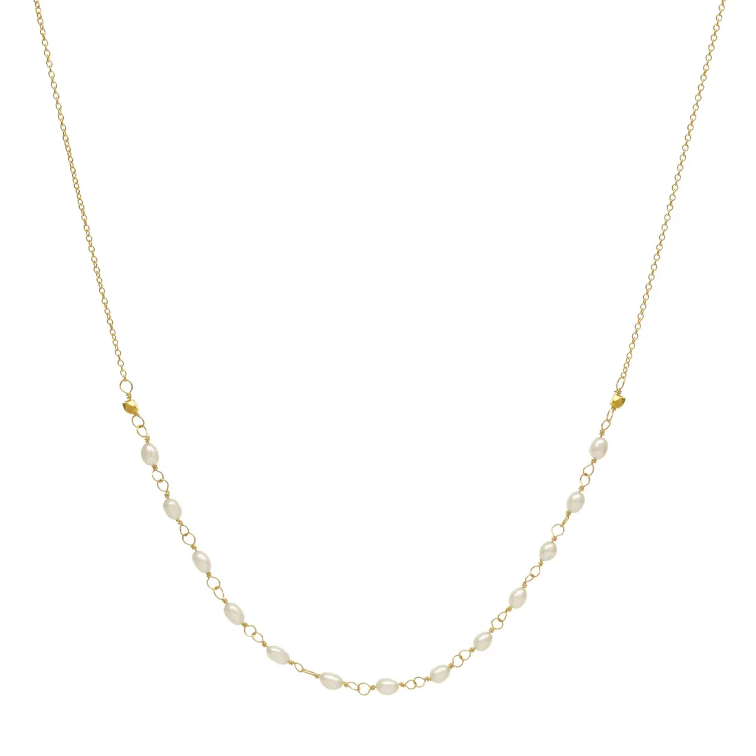 Necklace- Oval Freshwater Pearl Tied 18k
