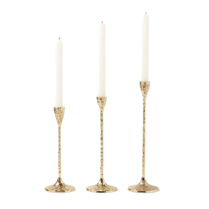 Alina S/3 Gold Hammered Candlesticks