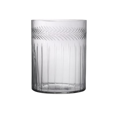 Glass Hand-Etched Tall Candleholder