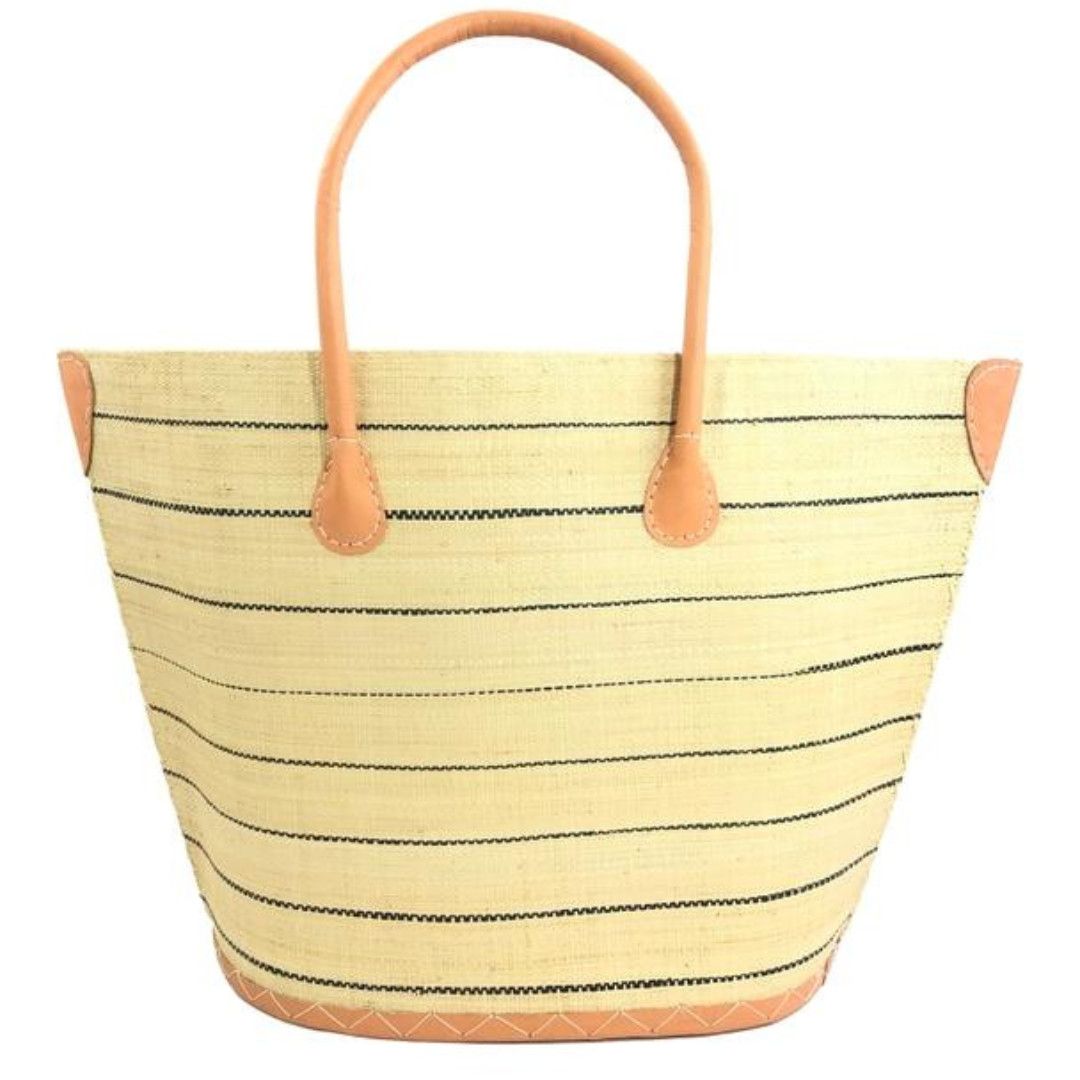 Pinstripes Sm Tote-, Color: Natural