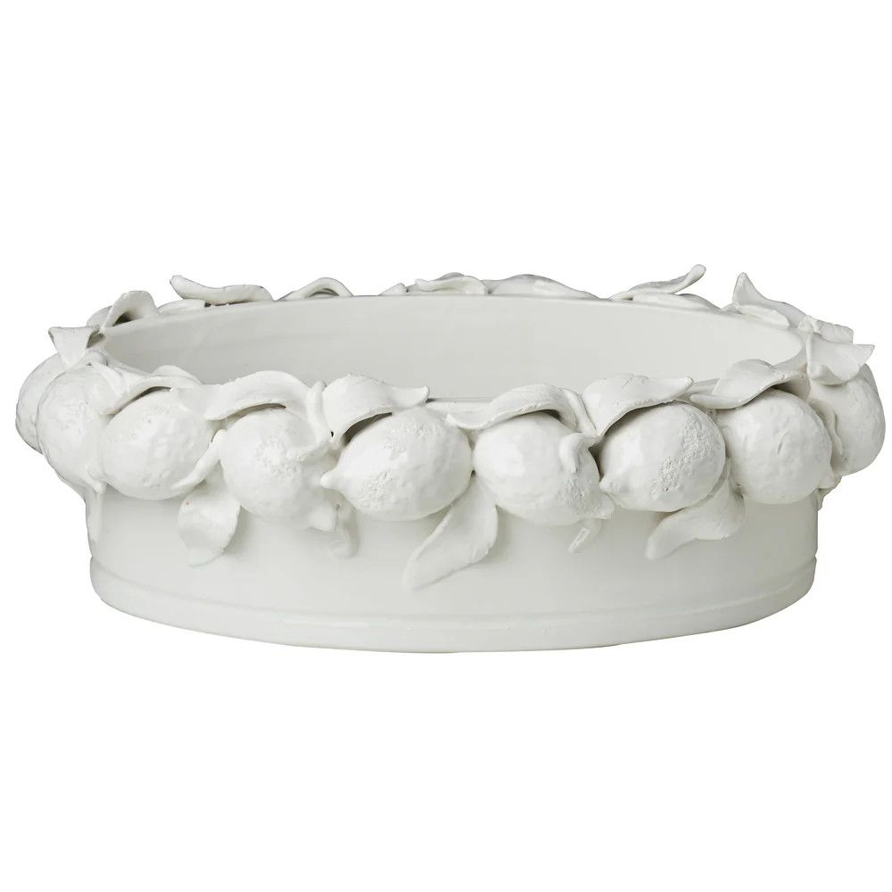 Bowl Oval Lemons White Limone