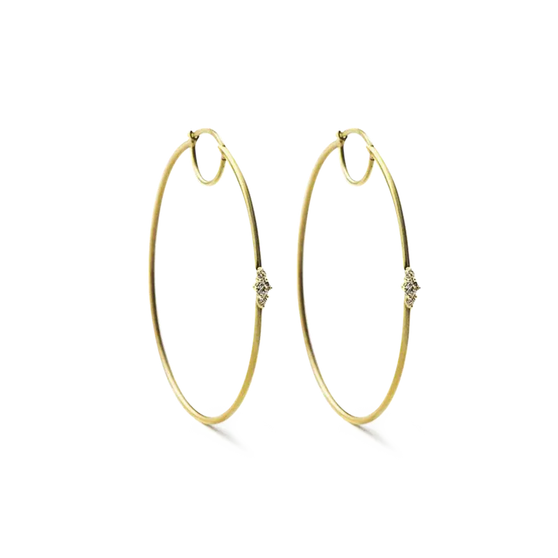 Lincoln Hoop Earrings with Diamond 14k