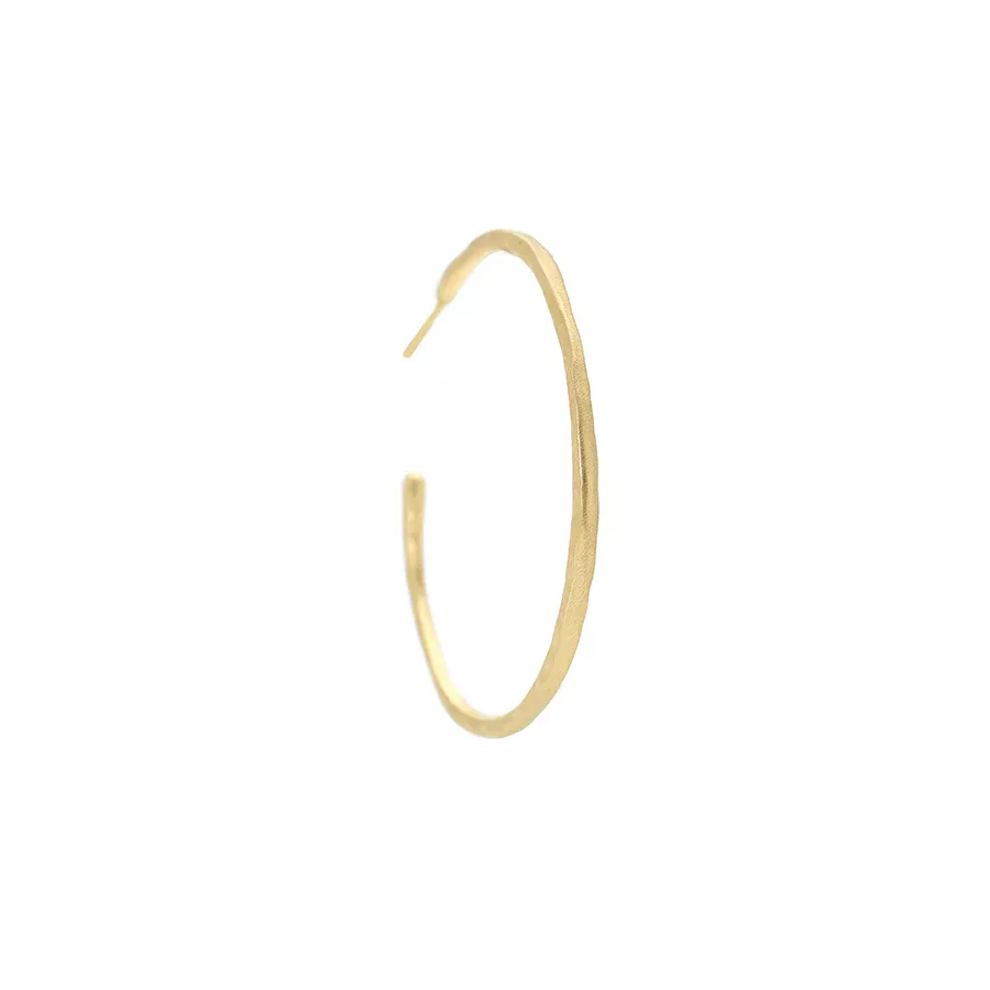 Earrings- Large Hammered Hoops 18k