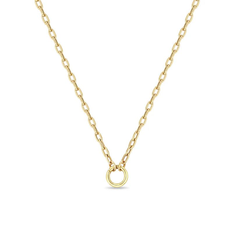 Necklace- 14k Chain w. Med Sq Oval Link, Enhancer