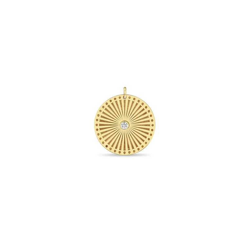 Charm- 14k Lg Sunbeam Medallion w. Diamond