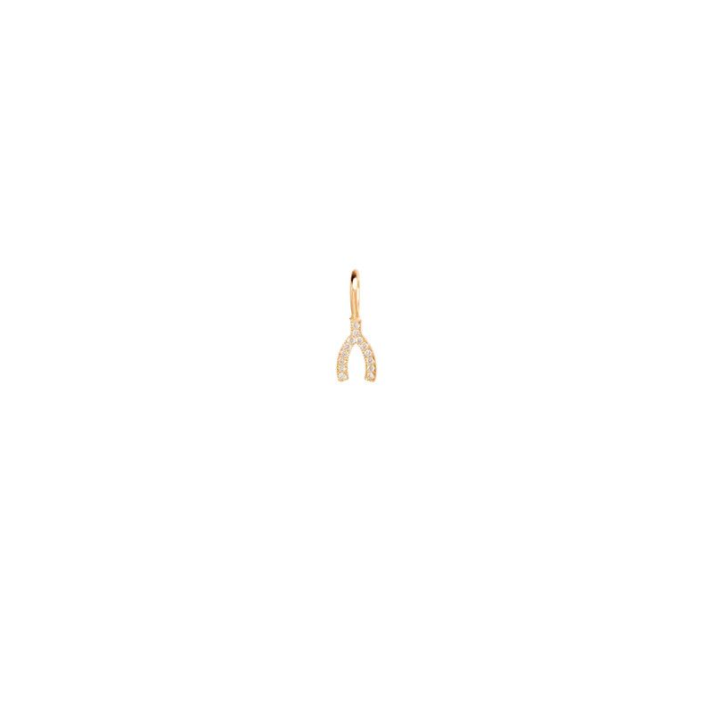 Charm- 14k Midi bitty Wishbone Pave