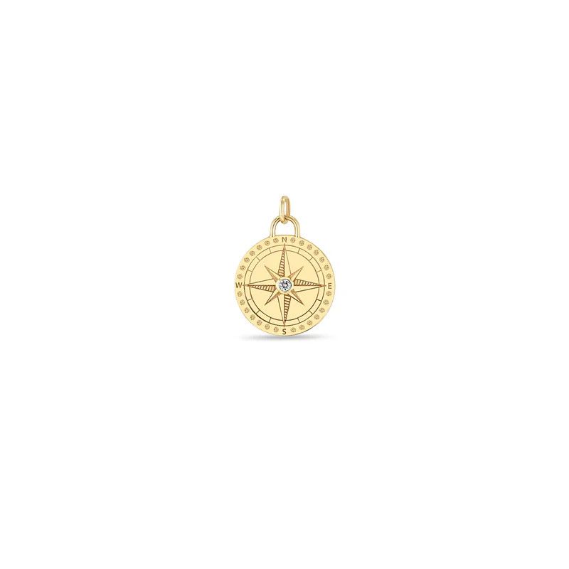 Charm- 14k Gold Compass Charm w. Dia