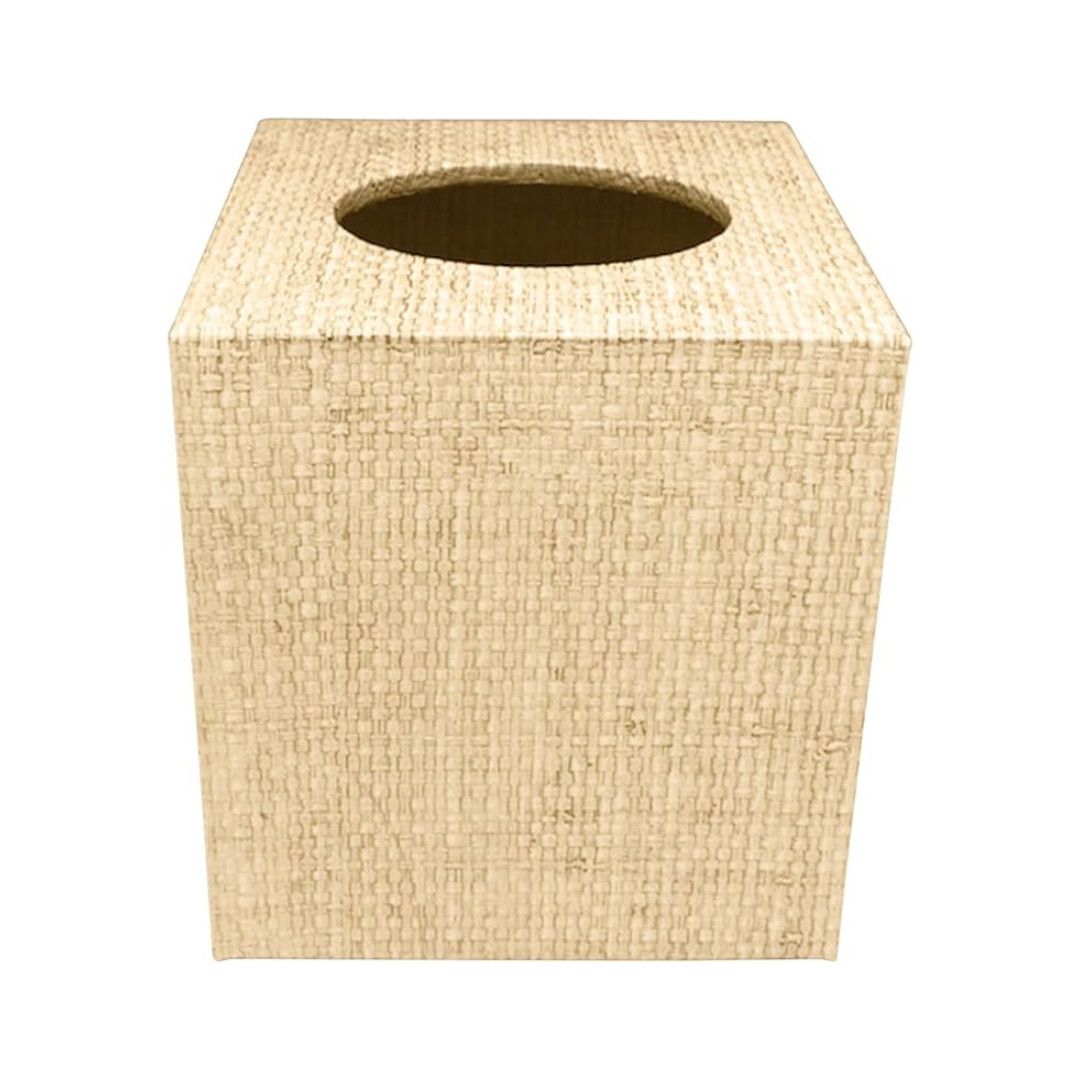 Sand Faux Grasscloth Cube Tissue Box