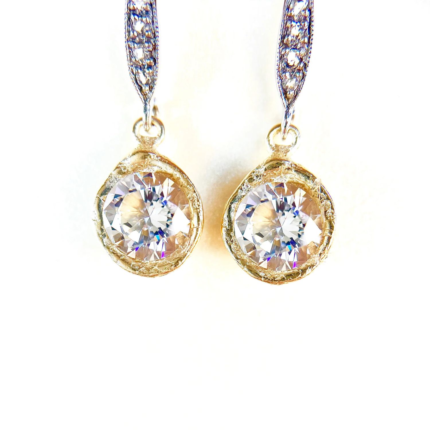 Earring- 14 k GP Brilliant CZ w. silver wire