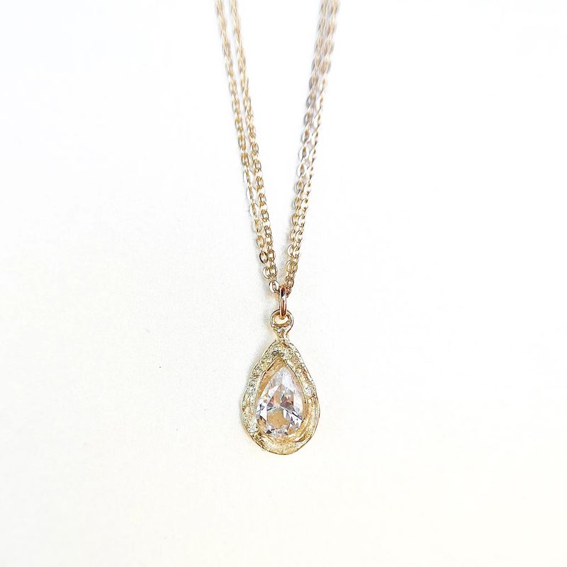 Necklace- GP Teardrop CZ