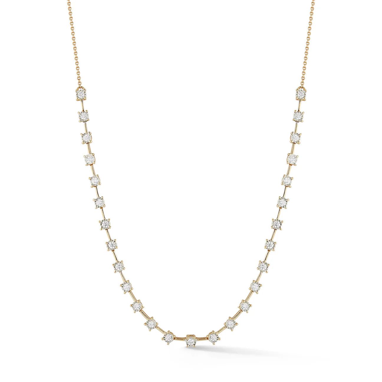 Necklace - Ava Bea Interval Tennis Necklace- yellow gold