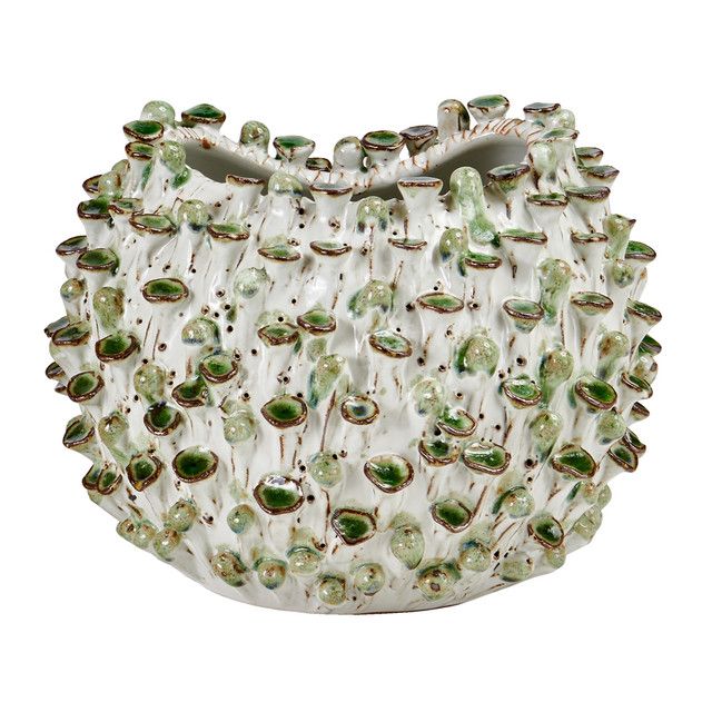 White and Green Vase Large