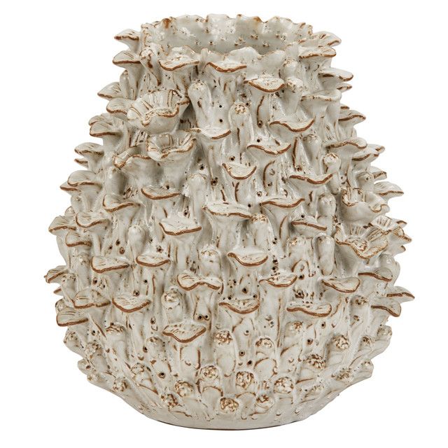 Egg Shape Vase w. Coral Flowers SM