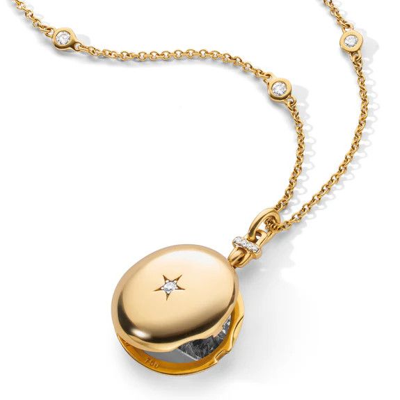 Locket- 18k YG 3/4&quot; Twinkle Star w. Diamond 17&quot; chain