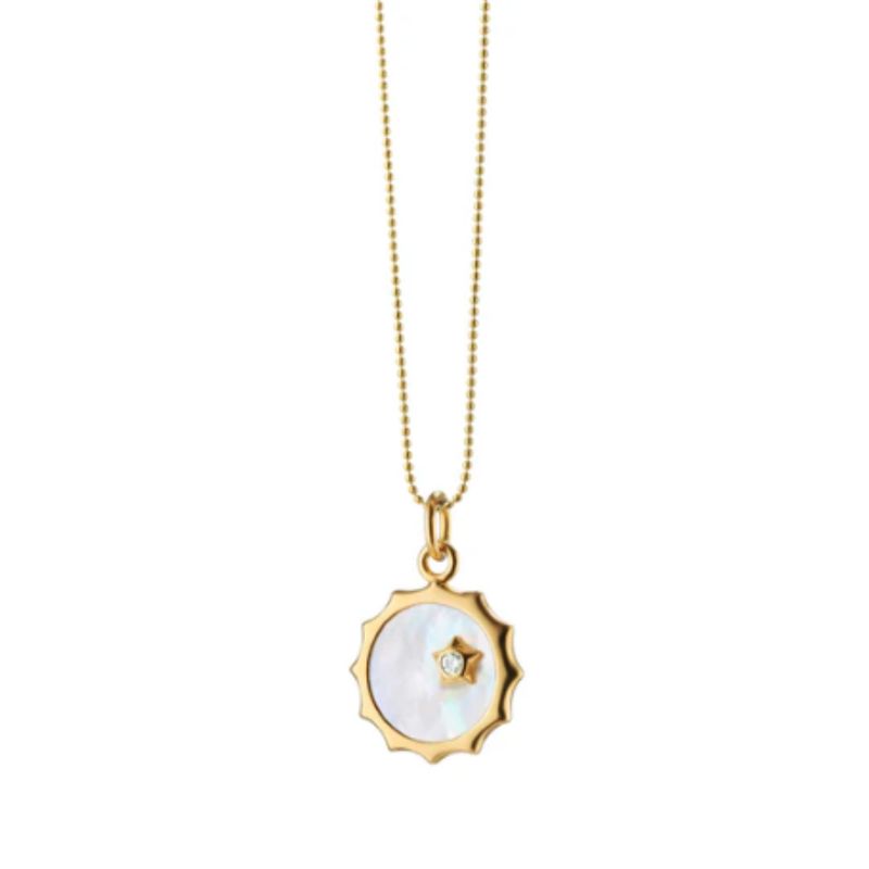 Charm- 18k YG 3/4&quot; Sun and Star MOP and Dia