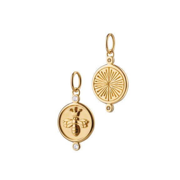 Charm- 18k YG 3/4&quot; &quot;Queen Bee&quot; Charm w. Diamond