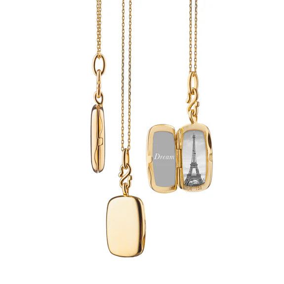 Locket- 18k YG 3/4&quot; Slim Rect &quot;Britt&quot; on 17&quot; chain