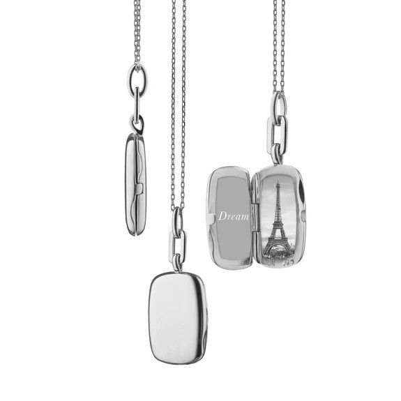 Locket- SS 3/4&quot; Slim Rect Dee on 18&quot; chain