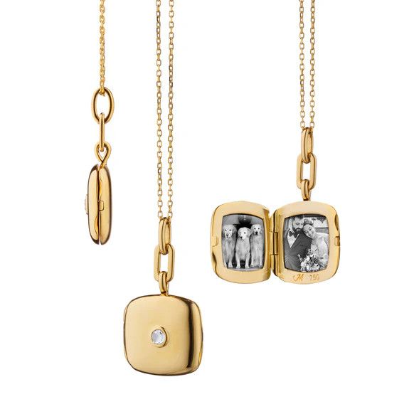 Locket- 18k YG 9/16&quot; Slim Cushion &quot;&quot;viv&quot; w. Diamond