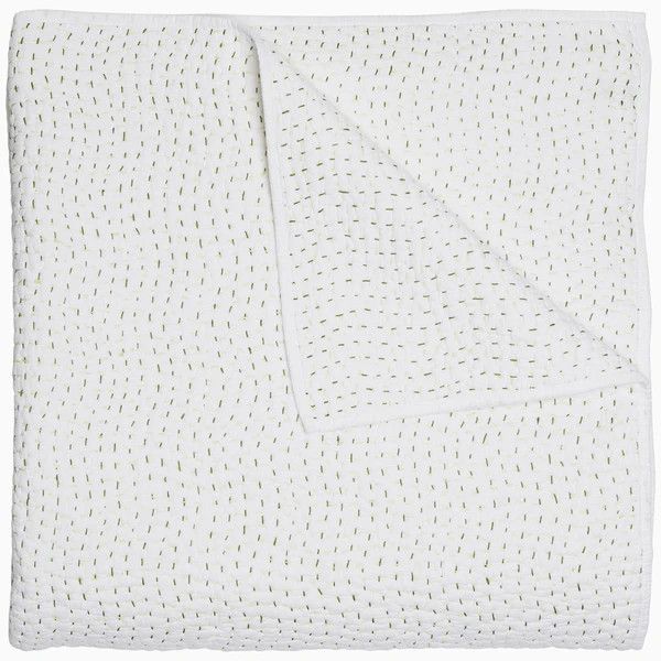 Stitched Coverlet- Queen, Color: Moss