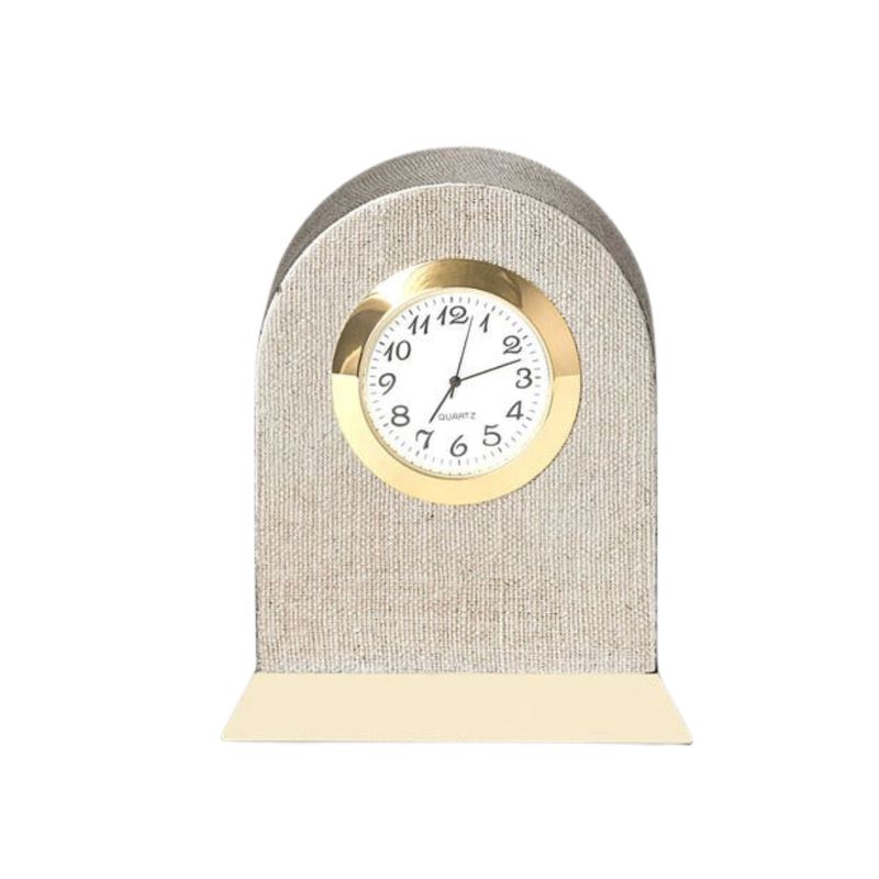 Siena Silver Clock, Faux Linen