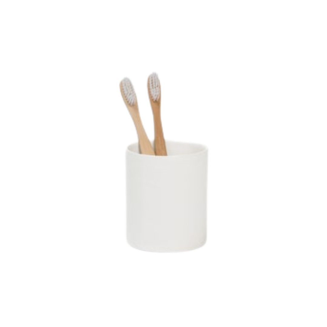 Cardoba White Burlap Brush Holder