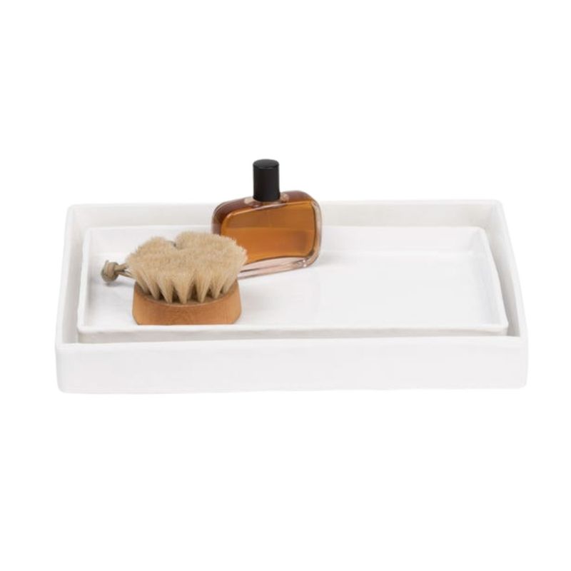 Cardoba White Burlap S/2 Trays