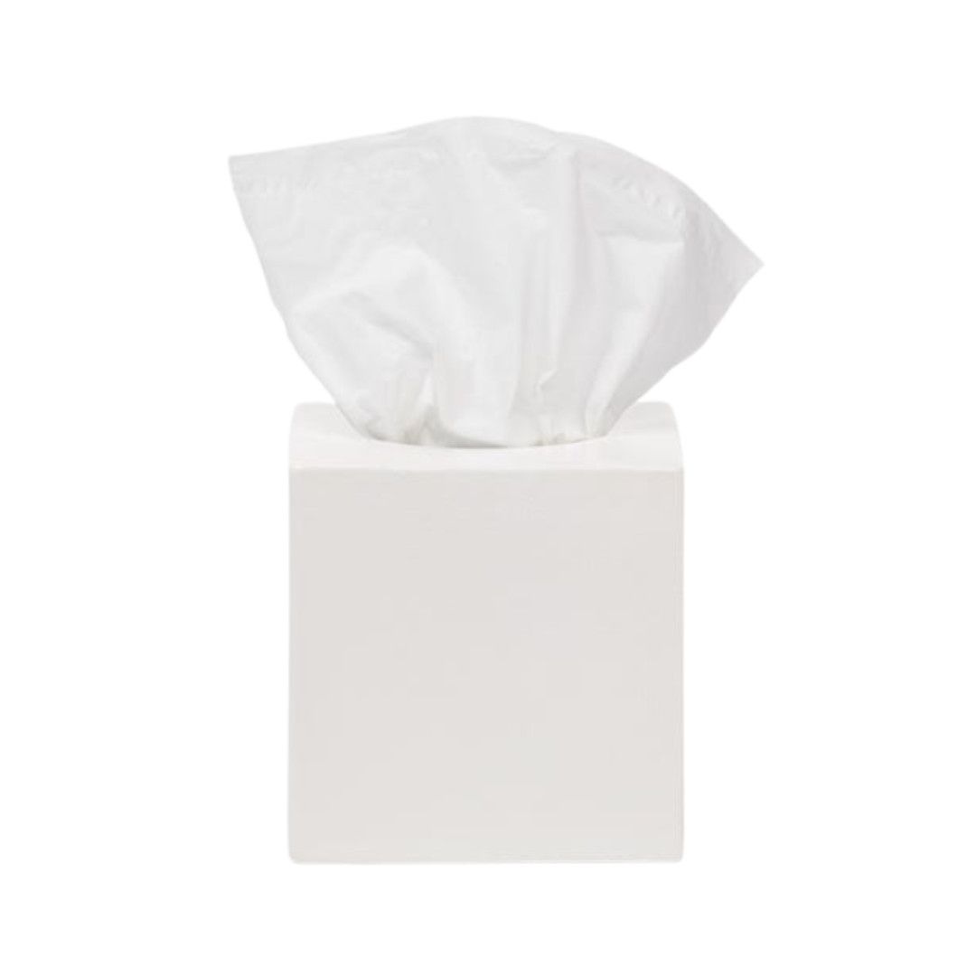 Cordoba White Burlap Tissue Box