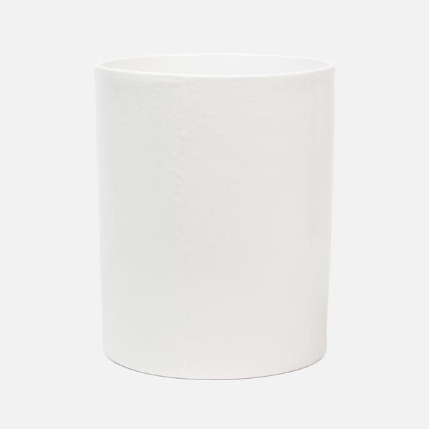 Cordoba White Burlap Wastebasket