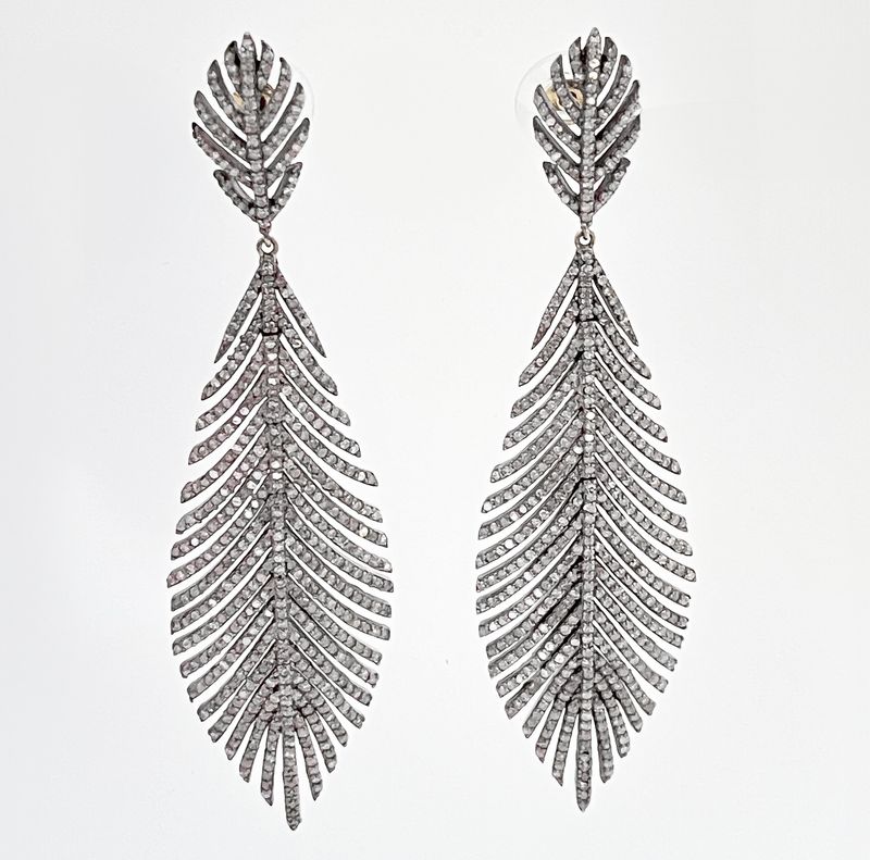 Diamond Feather Earrings
