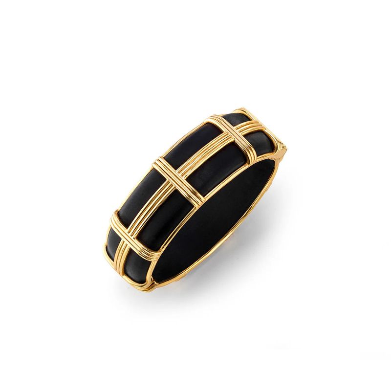 Gaia Hinged Bangle- Ebony Wood