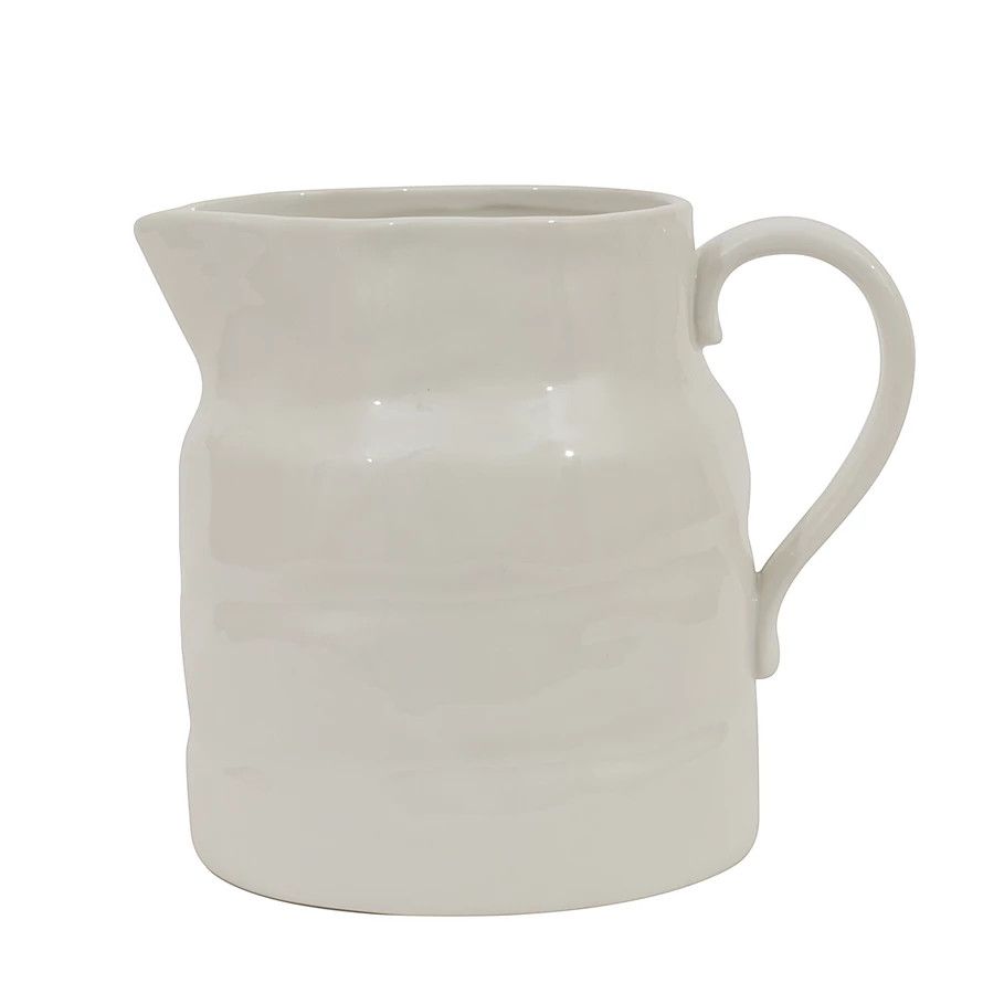 Stoneware Pitcher, White, Large