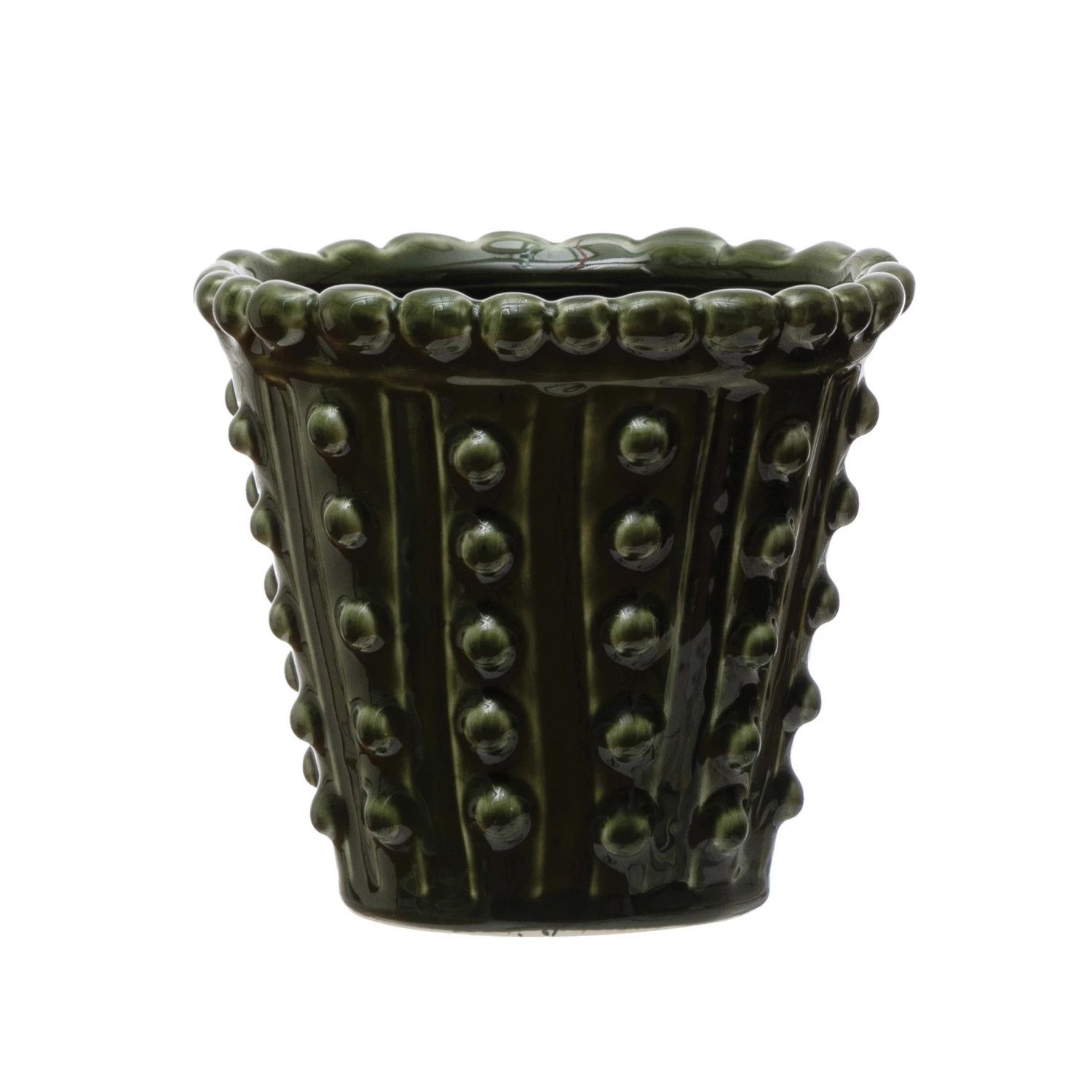 Green Hobnail Planter Lg