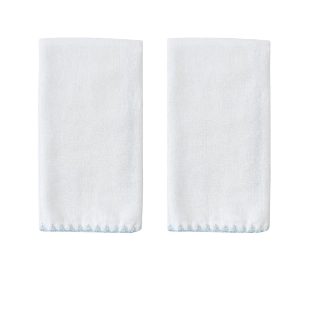 Pair Powder Bath Towel, Standard-, Color: Lt Blue on Wht